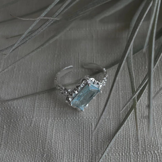 Blue zirconia high class cool style ring