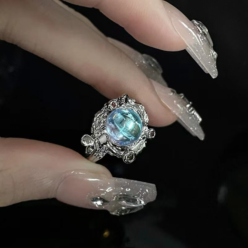 Niche original design butterfly bird high sense moonstone open ring