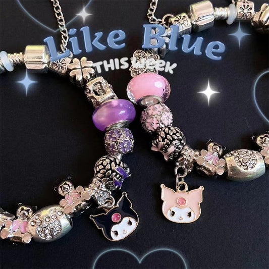 Beaded crystal bracelet Lucite blue star bracelet transfer beads hand jewelry