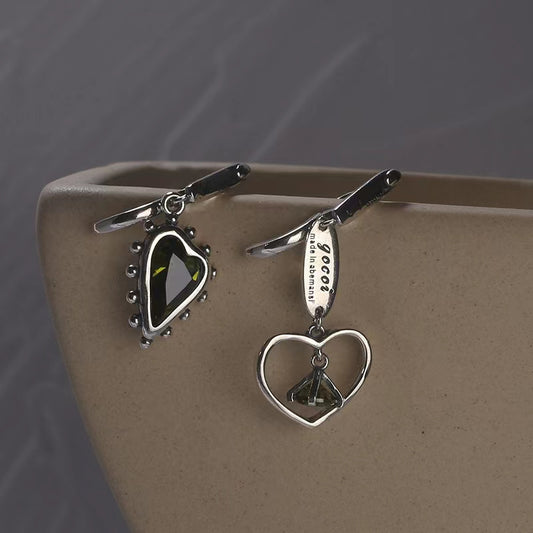 asymmetric love letter S925 silver hollow irregular earrings
