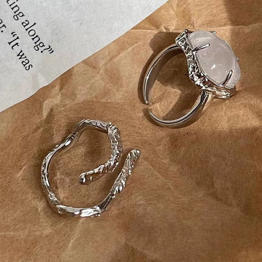Clear crystal niche design ins cold wind open finger ring