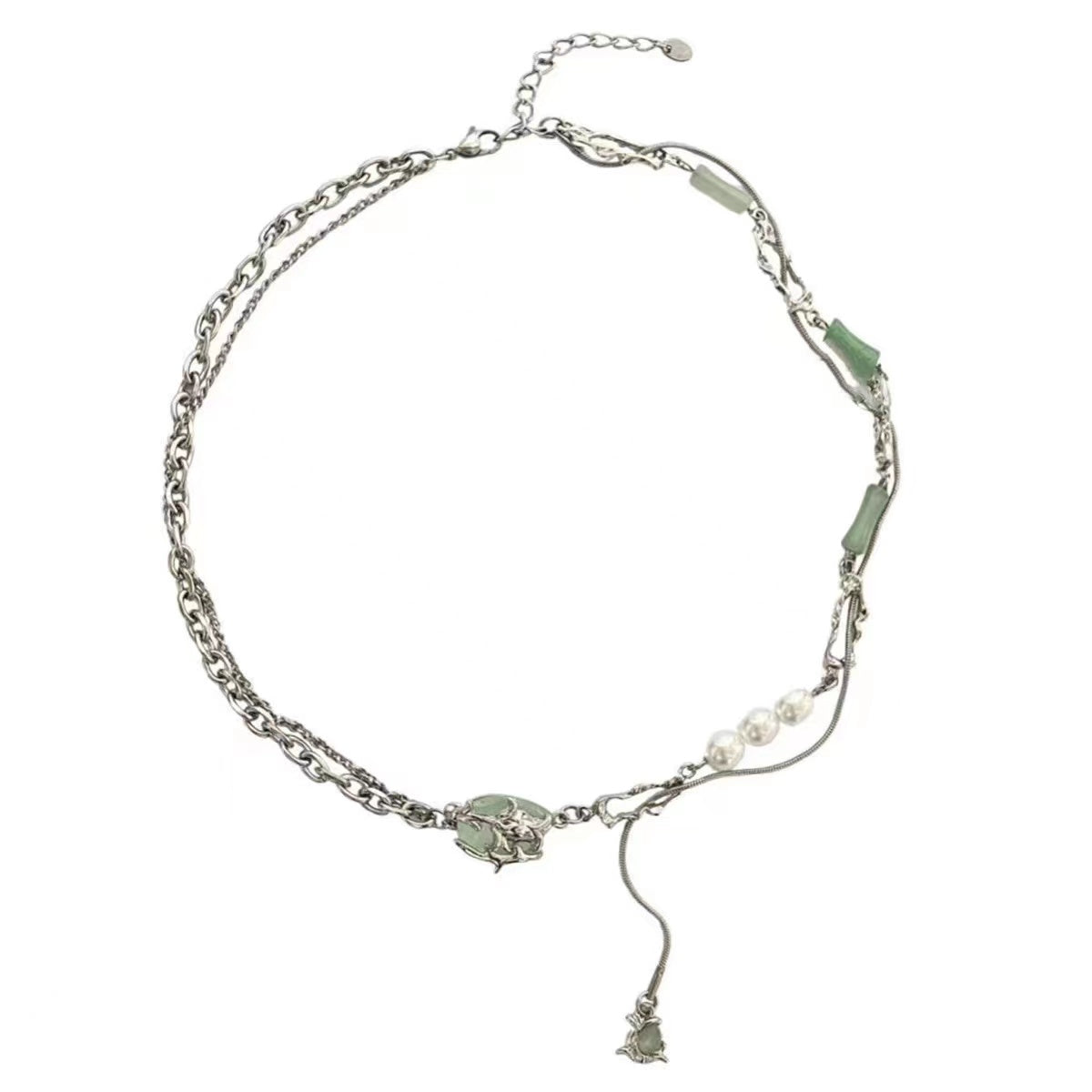 Bamboo droplet tassel necklace female new Chinese design sense collarbone chain niche sweet cool wind advanced versatile necklace tide