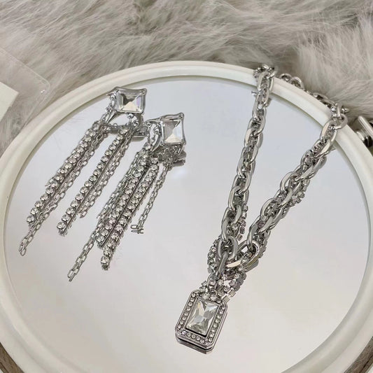 Set hip-hop cold wind accessories earrings collarbone chain