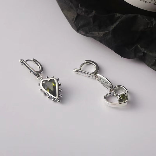 asymmetric love letter S925 silver hollow irregular earrings