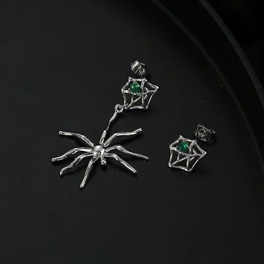 Senior sense earrings female ins cold wind personality trend love green zirconia earrings fashion design sense earrings