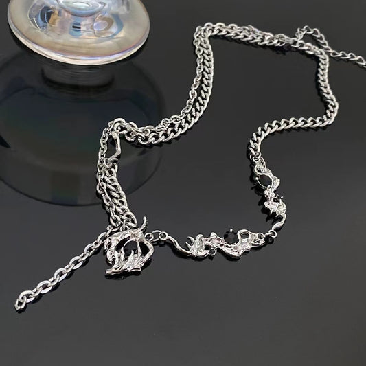 Irregular black diamond necklace