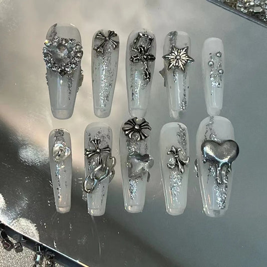 Advanced sense of Crocodile heart hot girl wearing nails handmade can be used repeatedly