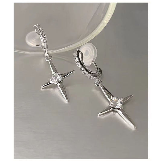 Personalized cross earrings mosquito disc ear clips without ear holes