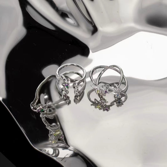 Green Star Irregular Diamond Metal Ring