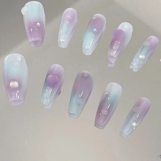 Wearing nail patch halo dyed diamond fake nails white waterproof net red new removable nail patch finished