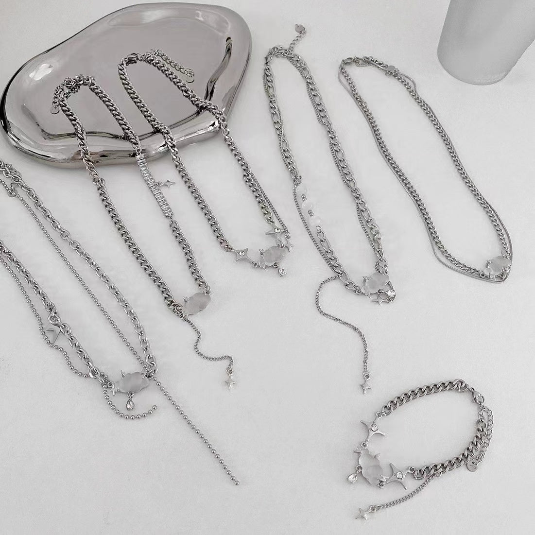Frosted clouds starburst necklace simple niche design sense clavicle chain