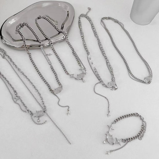 Frosted clouds starburst necklace simple niche design sense clavicle chain