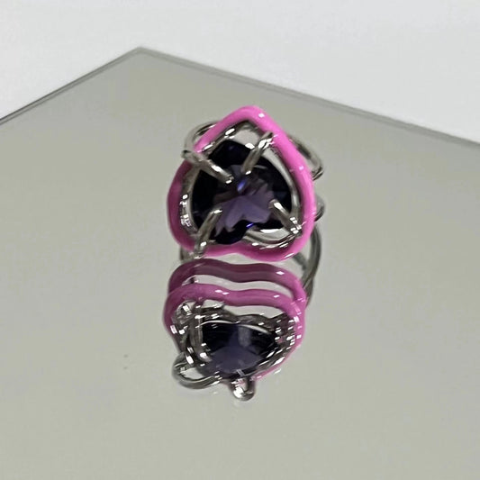 Sweet cool pure lust girl peach heart clash ring