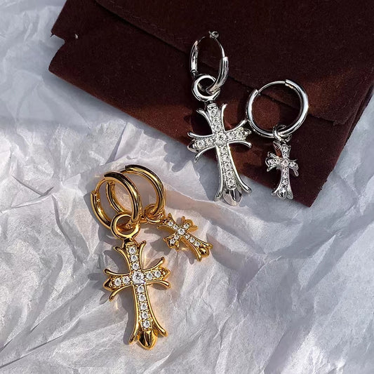 Diamond Cross Earrings