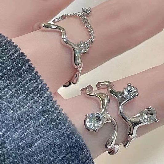 Design light luxury gemstone delicate sense irregular ring