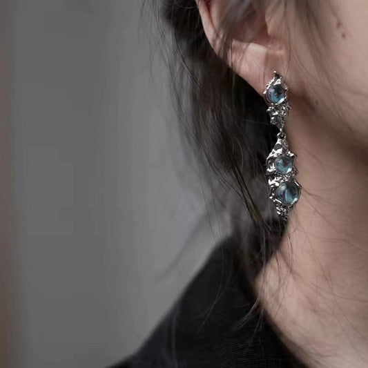 light luxury liquid opal stone earrings