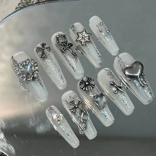 Advanced sense of Crocodile heart hot girl wearing nails handmade can be used repeatedly