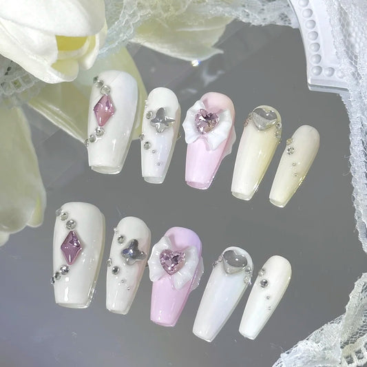 Cute pretty girl crystal love bowknot diamond nail accessories nail accessories