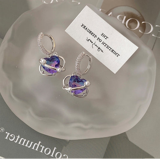 Galaxy star sea series love earrings female light luxury niche senior sense earrings