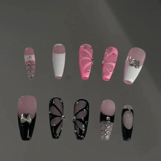Black gradient purple bubble love hot girl style small red book with the same handmade light therapy custom wear nail