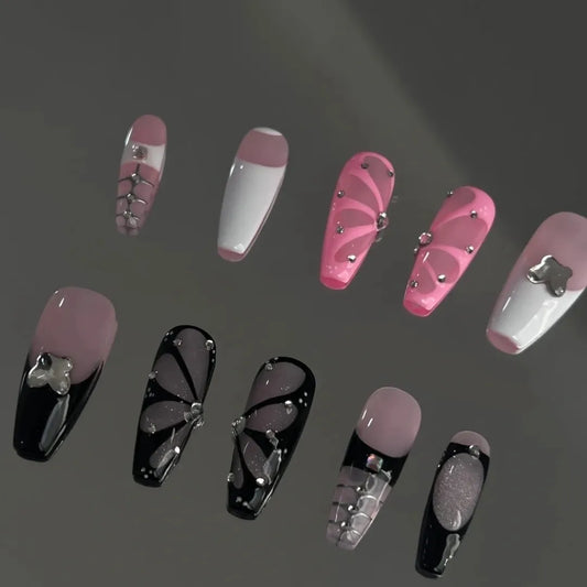 Black gradient purple bubble love hot girl style small red book with the same handmade light therapy custom wear nail