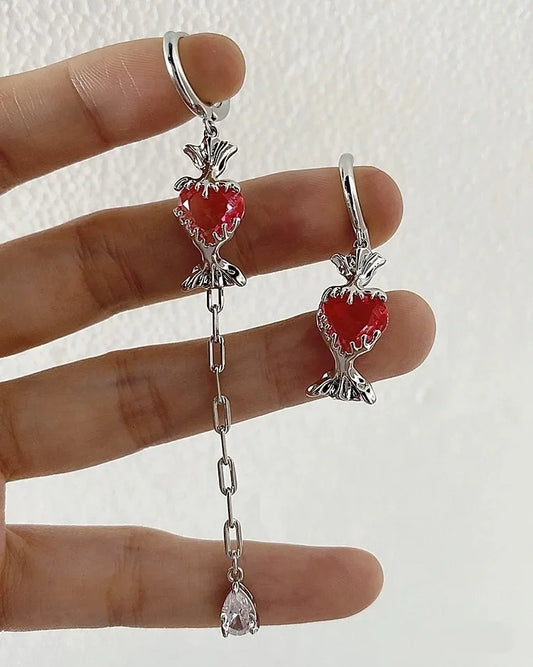 Asymmetrical candy earrings niche design sense of light luxury sweet cool senior sense of cute earrings