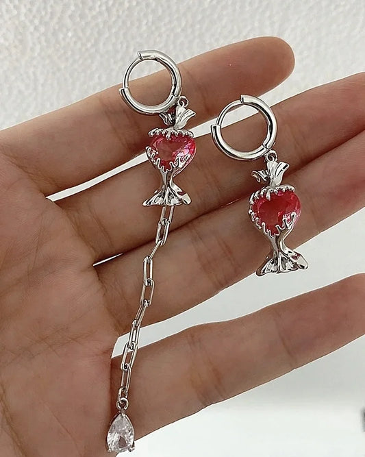 Asymmetrical candy earrings niche design sense of light luxury sweet cool senior sense of cute earrings