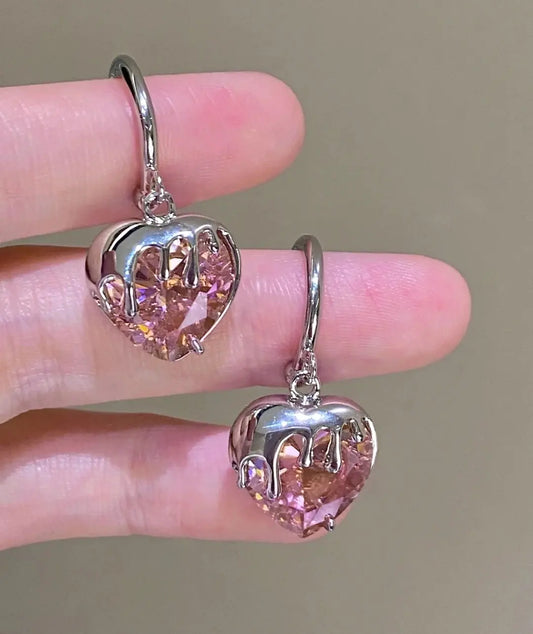 Love heart earrings female temperament senior sense of sweet earrings delicate