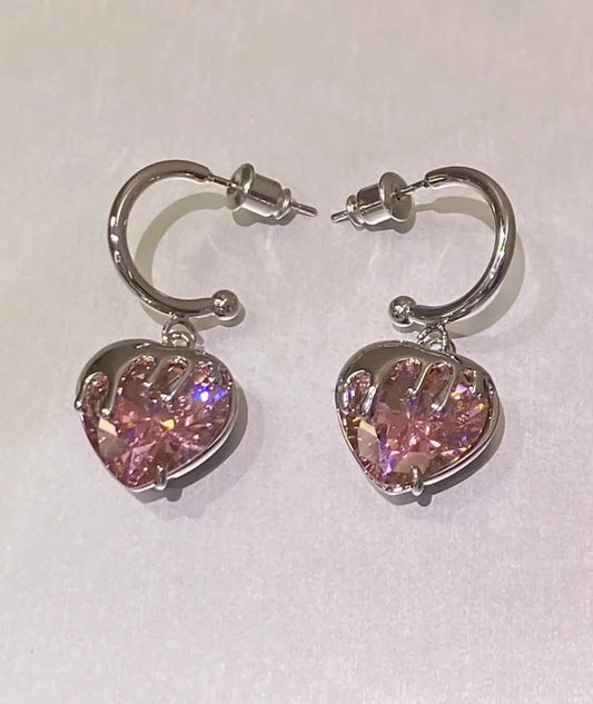 Love heart earrings female temperament senior sense of sweet earrings delicate