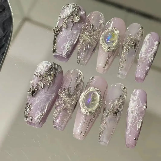 Purple customized nails