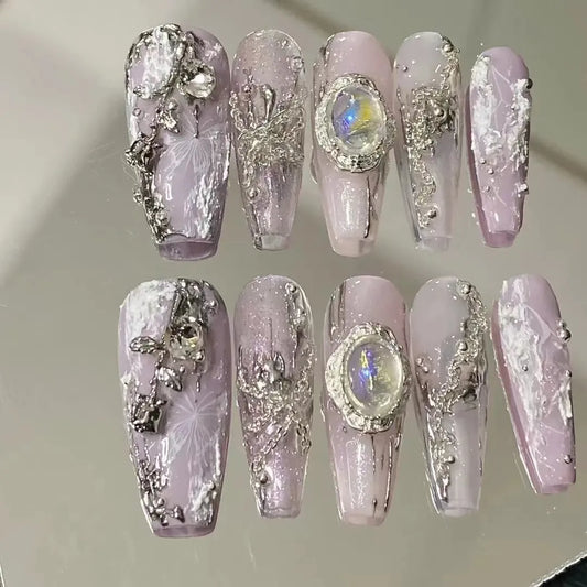 Purple customized nails
