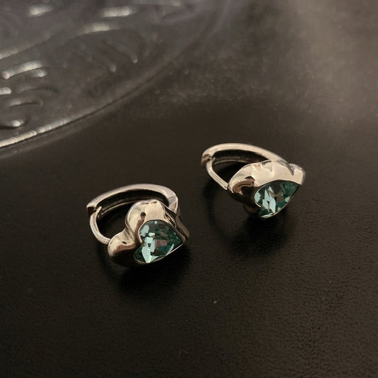 South Korean S925 Silver Needle Temperament Ocean Heart Earrings Female Retro Fashion Elegant Peach Heart Earrings Earring Buckle Earrings Fashion