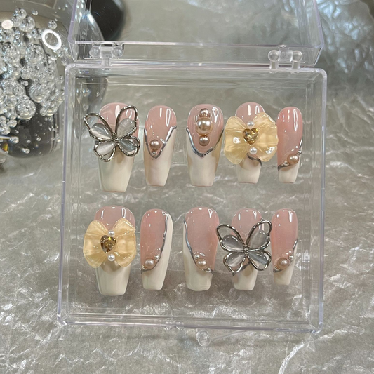 Hand-worn armor, T-shaped metal opal butterfly, super temperament, super white, available for pregnant women and students