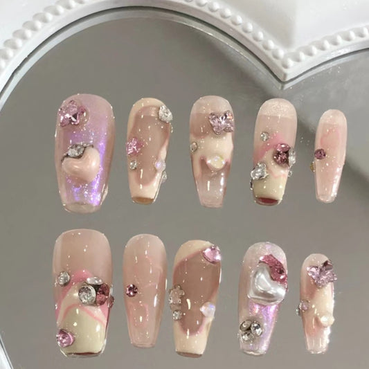Popular girl sweet angel wing style wearing nail patch pure manual manicure removable style