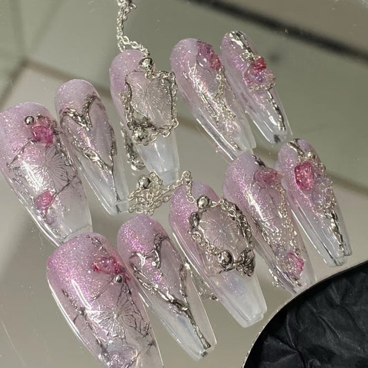 Original hand-painted liquid butterfly manicure 3-color butterfly