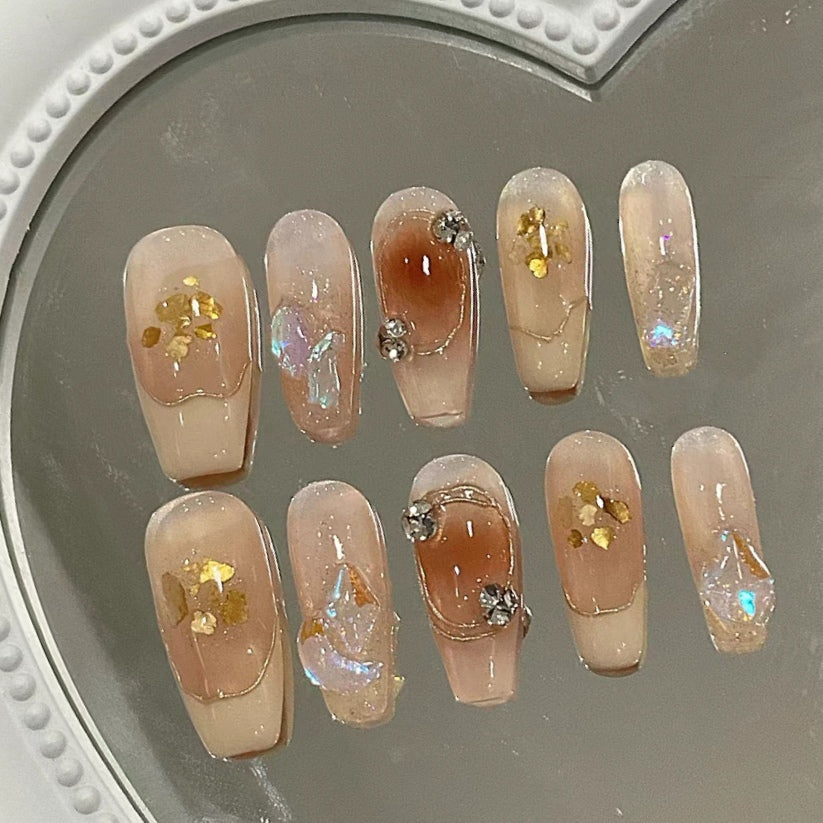New style wearing nail, high feeling, manual customization, durable and repeated use of nail enhancement, small red book, net red bride fake nail paste
