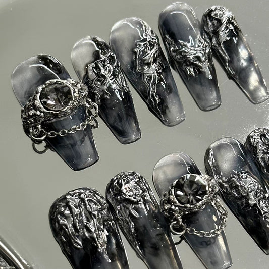 Nail wear and nail wear manual nail wear and nail enhancement stickers lost immortality wind dark black butterfly dirty black wear and nail wear