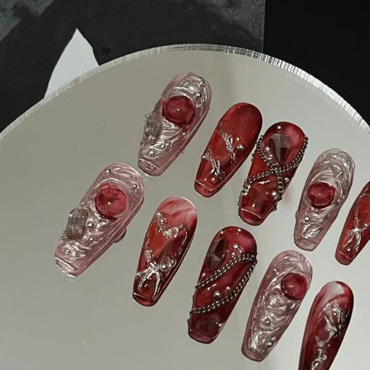 Ox Blood Red Hand Nail Enhancement Students can repeatedly use Dark Millennium Spicy Girls