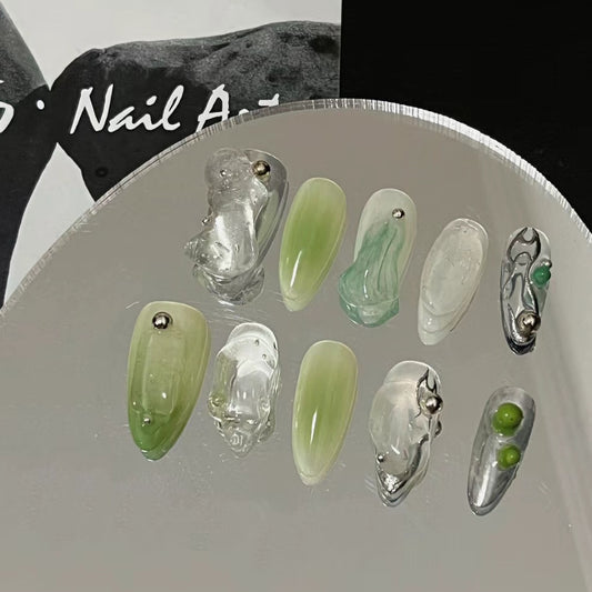 Fake nail product patch small book red The same type of summer turquoise green manicure wear nail forming sheet Phototherapy false nail