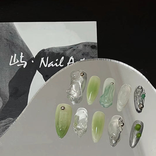 Fake nail product patch small book red The same type of summer turquoise green manicure wear nail forming sheet Phototherapy false nail