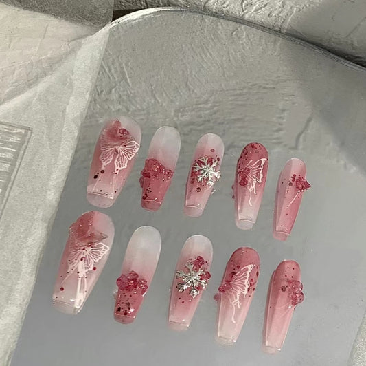 Nail enhancement stickers hollowed-out elegant butterfly stickers three-dimensional illusion laser butterfly small fresh gold and silver aurora nail stickers