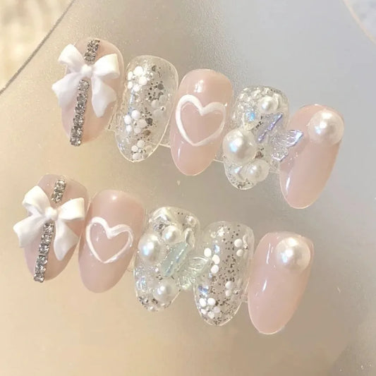 Pink love bow lovely gentle wind pearl light therapy custom wear beautiful
