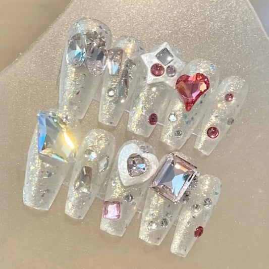 Nail enhancement manual wear nail patch finished product manual inlay Baroque pearl less