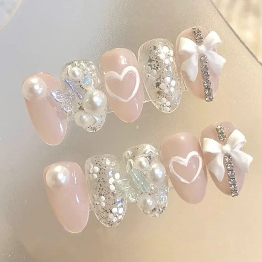 Pink love bow lovely gentle wind pearl light therapy custom wear beautiful