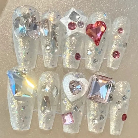 Nail enhancement manual wear nail patch finished product manual inlay Baroque pearl less