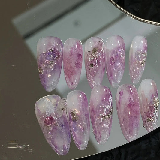 Princess Versailles Pure Desire Wind Butterfly Fairy Hand-worn Nail Enhancement Long Light Luxury False Nail Patch Finished Japanese Series