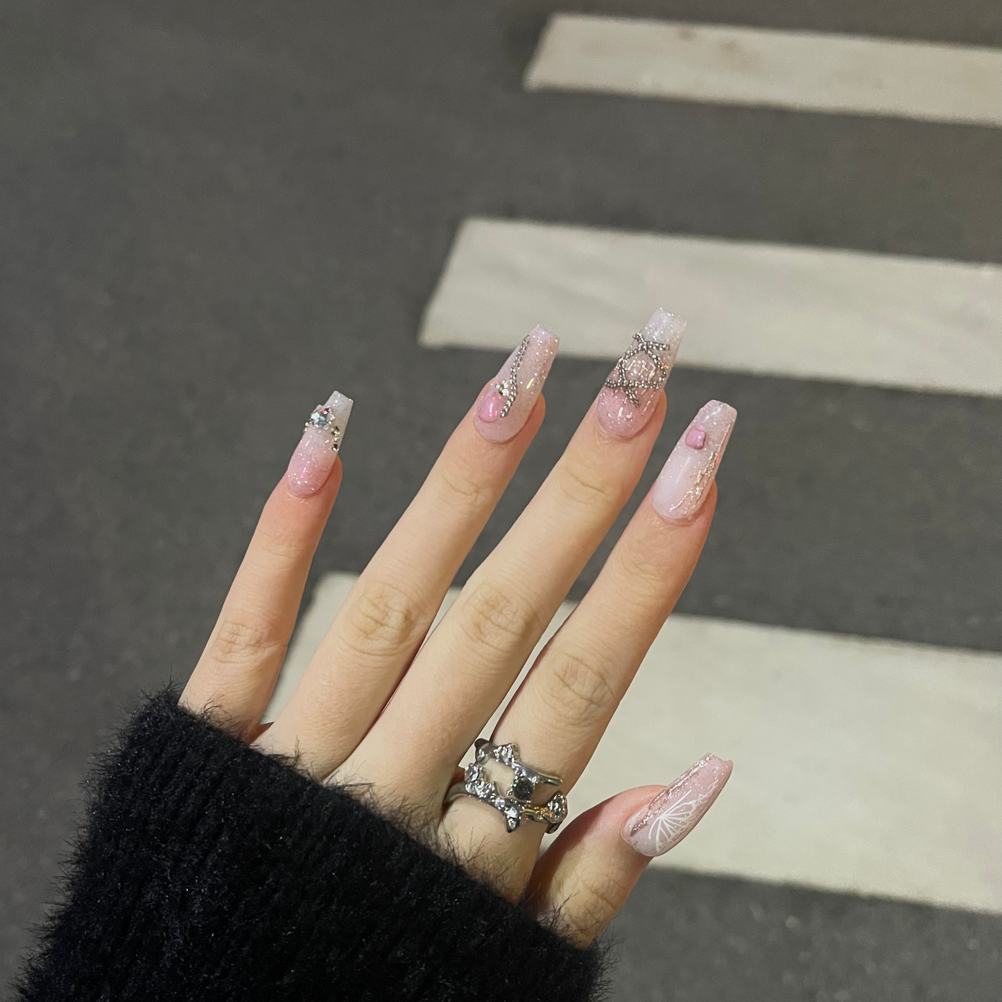 [Dudo Dudu] Millennial Spice Girls wear armor in autumn and winter, finished y2k new advanced silver butterfly