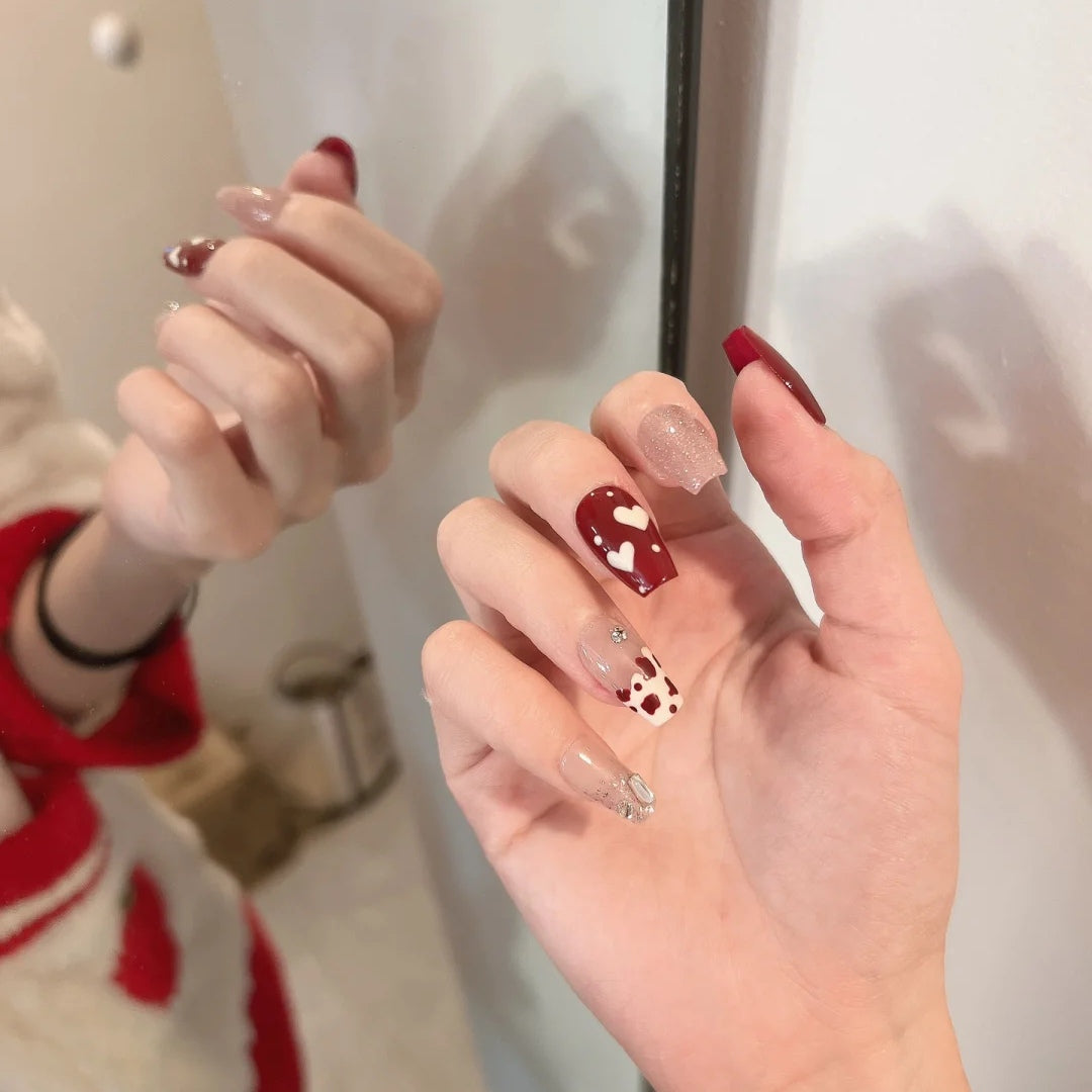 Yuanrong fake nail patch can be taken with pink cat's eye leopard pattern and love to wear nail enhancement film