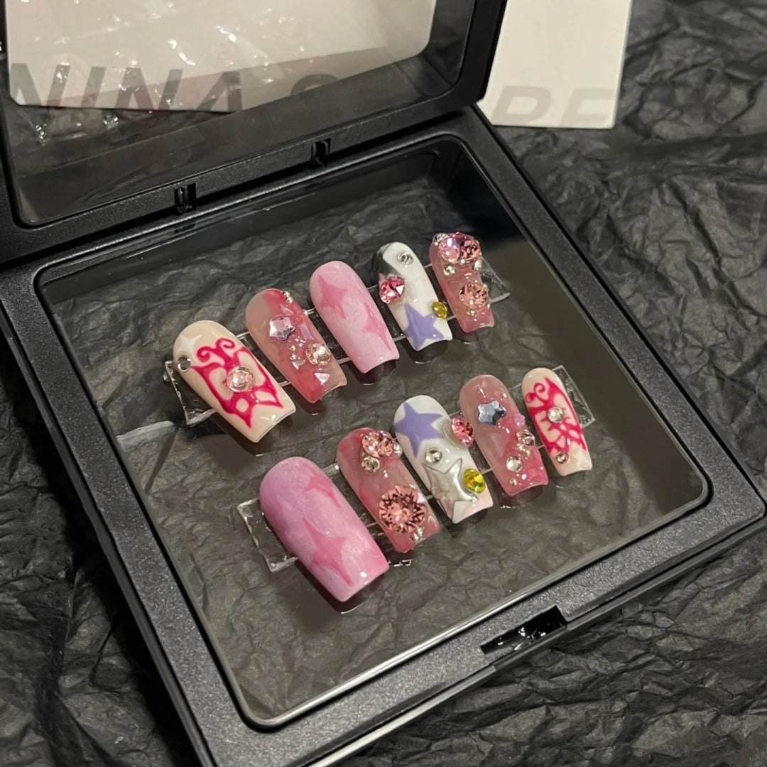 Sweet Cool Spicy Girl Nail Dressing Custom Artificial Nail Phototherapy Handmade Product
