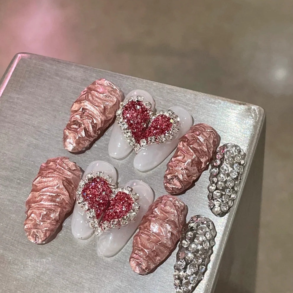 European-American Tiger Pattern Love Chain Zircon Wearing Nail Manual Phototherapy Nail Removable Nail Enhancement